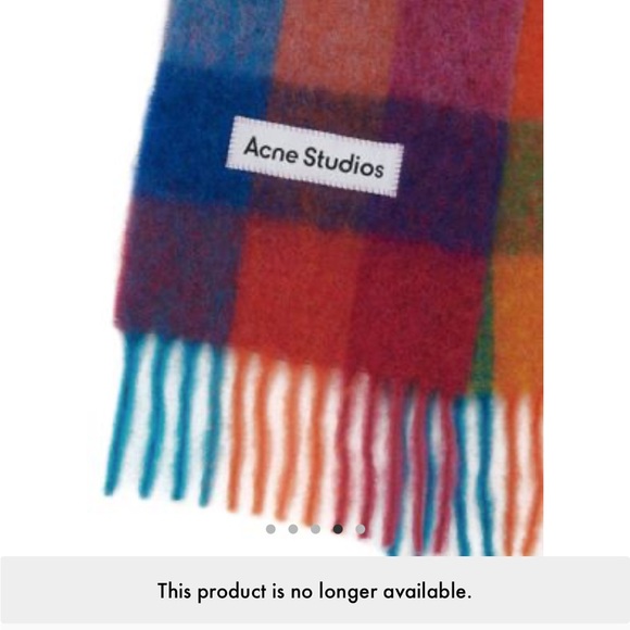 ACNE STUDIOS Vally scarf with fringes fuchsia pink/yellow/blue - Picture 4 of 8